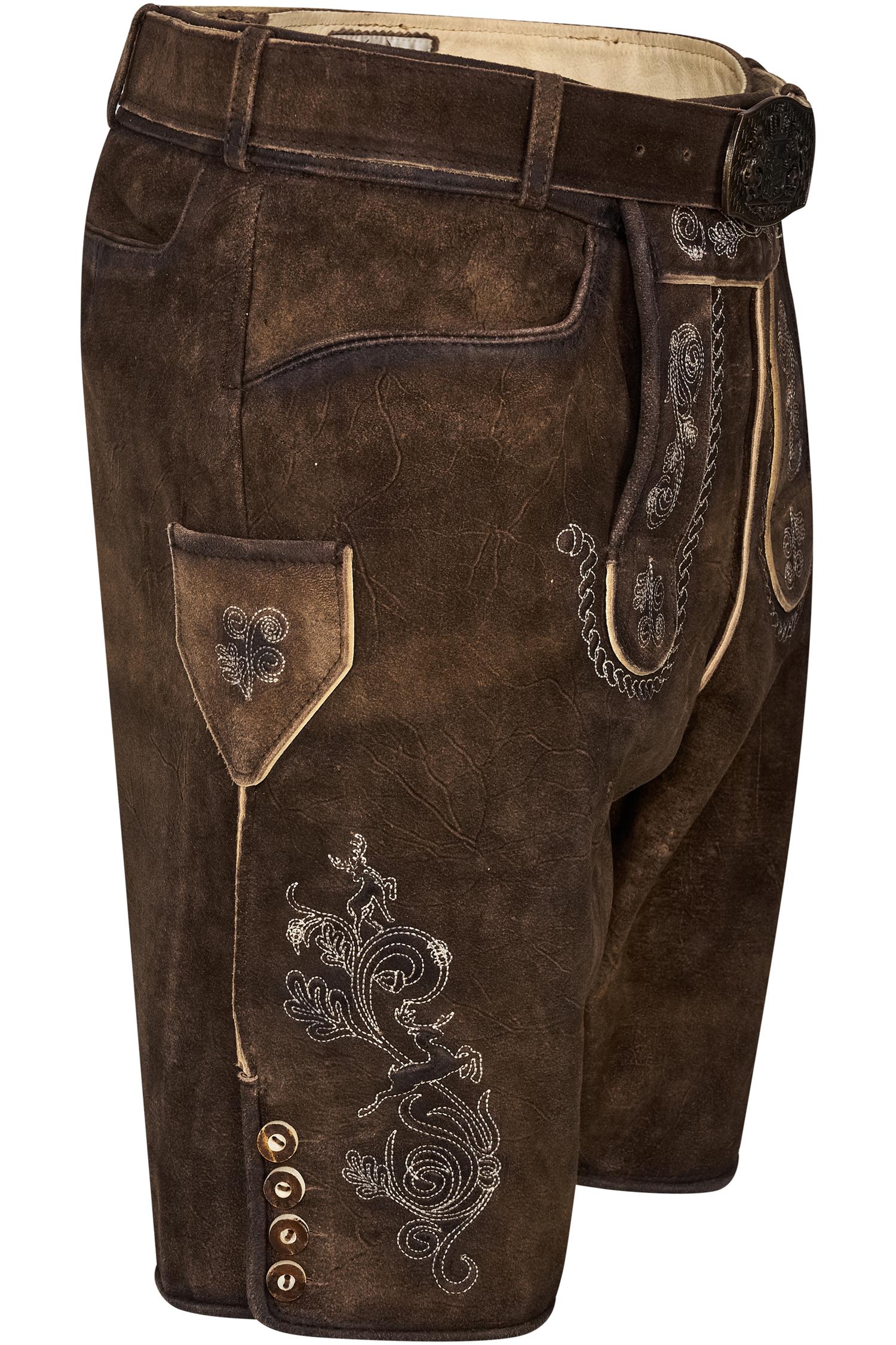 Gweih & Silk Lederhose Michael in Dunkelbraun